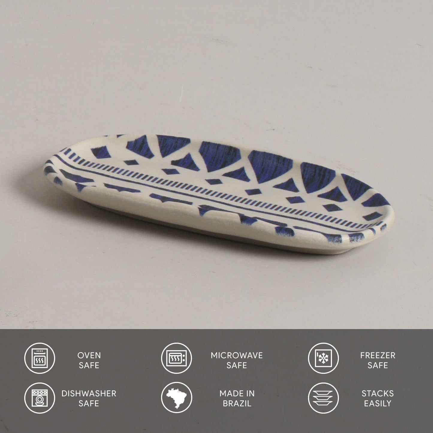 Porto Brasil MAYA SHALLOW OVAL PR ORGANIC STONEWARE dia. 6.5x3.15" SET OF 2 DESIGNS  SKU: '35214117901