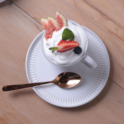 Porto Brasil NEW WHITE LINHAS STACKABLE dia. 7.78 oz. TEA CUP W/ SAUCER  SKU: '36161119801