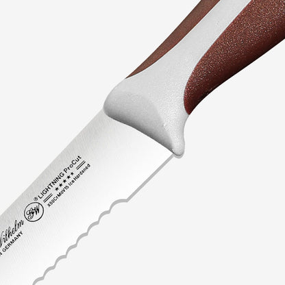 Gunter Wilhelm Lightning Utility/Steak Knife Serrated, 5 Inch | Brown and Grey ABS Handle SKU: 10-113-1105