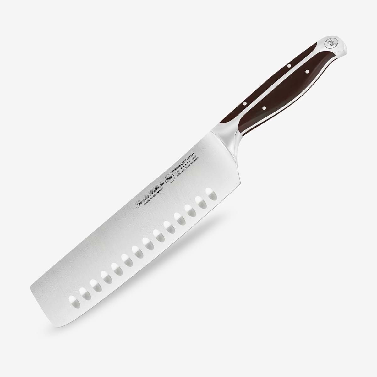 Gunter Wilhelm Premier Nakiri Vegetable Cleaver/Knife, 7.5 Inch | Dark Brown ABS Handle SKU: 30-310-0475