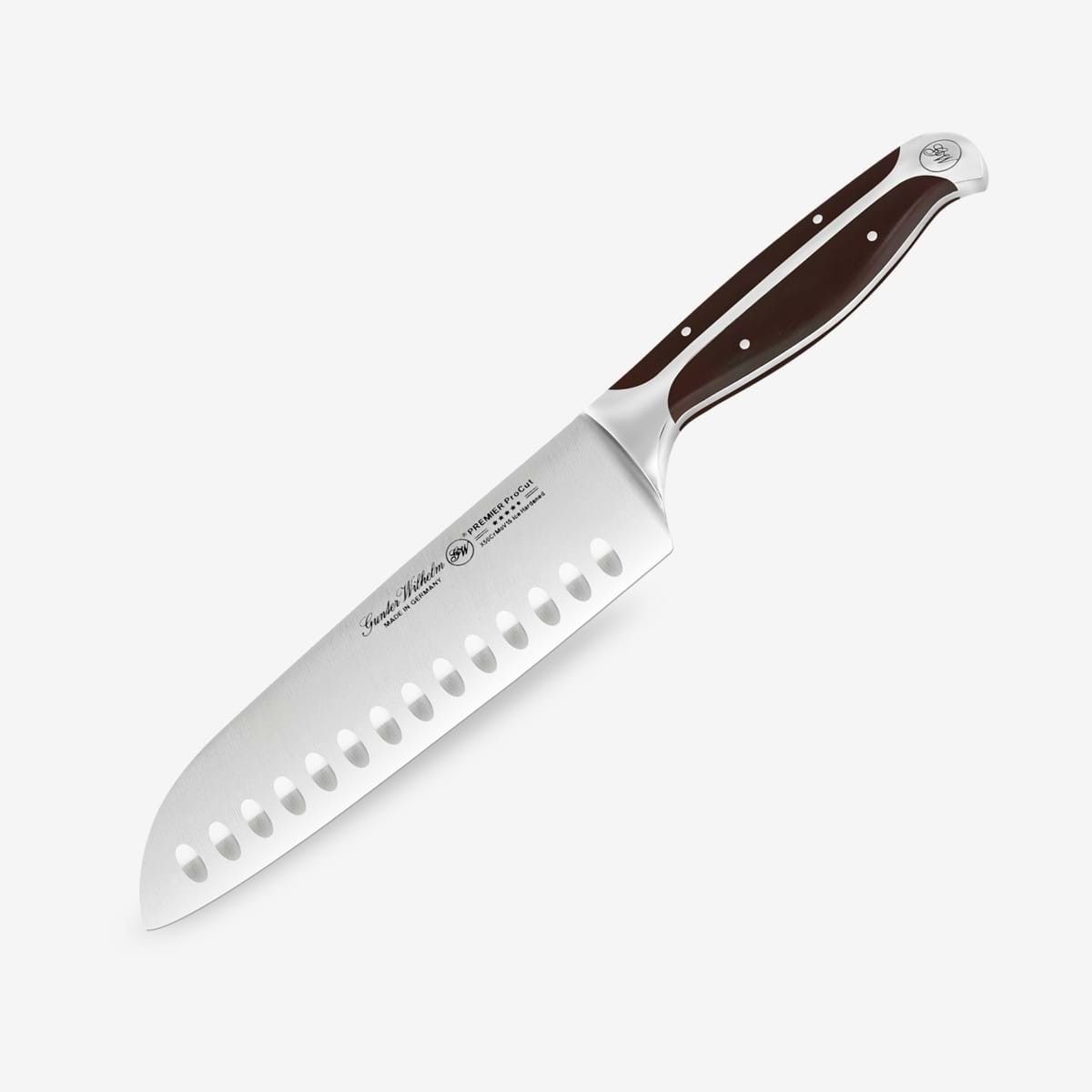 Gunter Wilhelm Premier Santoku Knife, 7 Inch | Dark Brown ABS Handle SKU: 30-315-0407