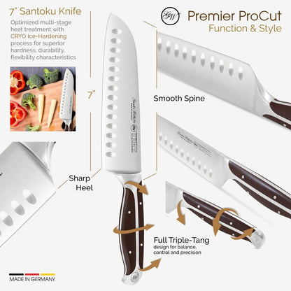 Gunter Wilhelm Premier Santoku Knife, 7 Inch | Dark Brown ABS Handle SKU: 30-315-0407