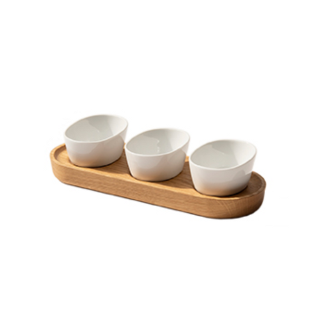 Oak Porcelain condiment set