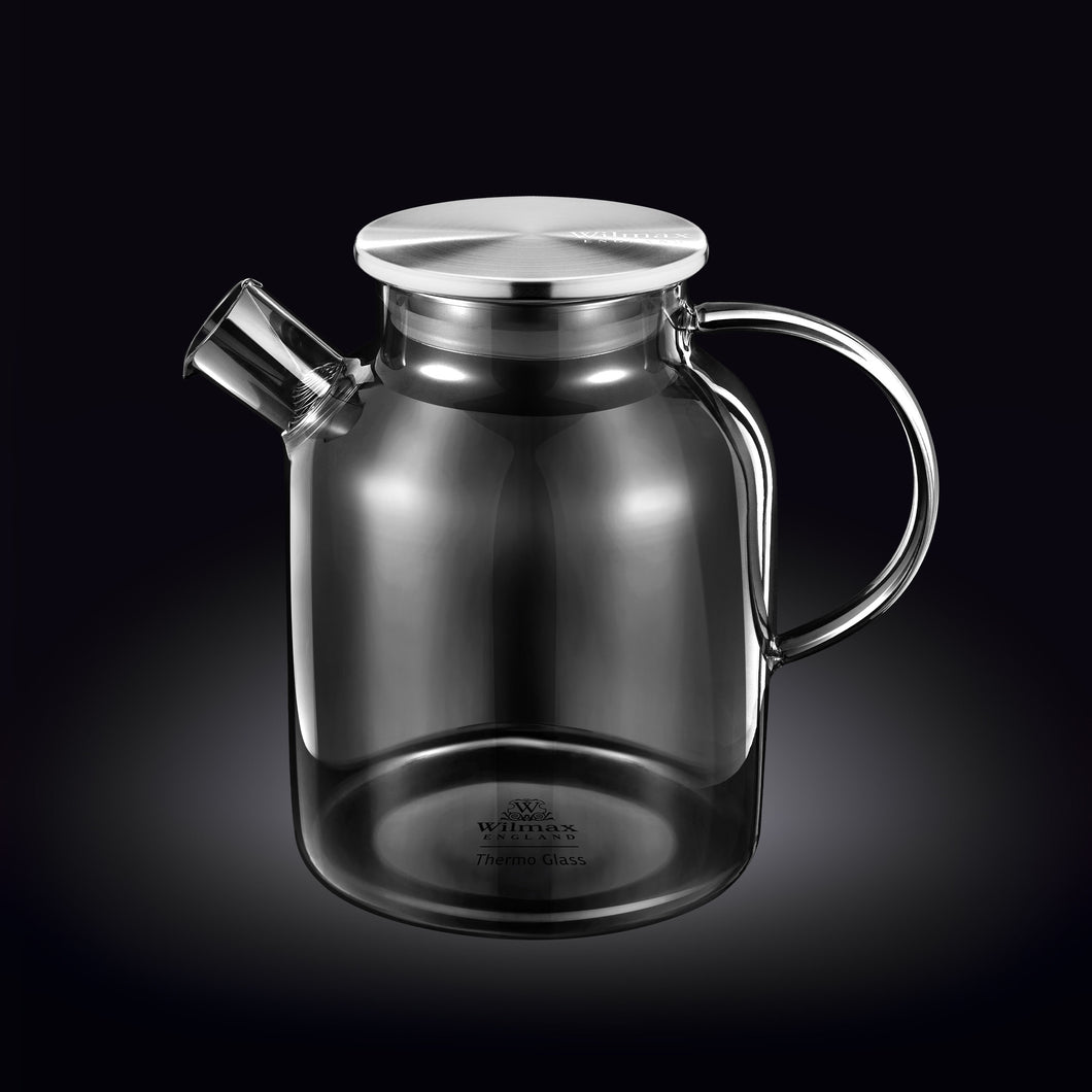 Smoky Grey Thermo Glass Teapot 54 Fl Oz | High temperature and shock resistant