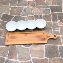 Fine Porcelain Centipede 4 Section Dish With Bamboo Serving Tray To Match