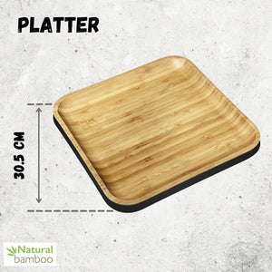 Bamboo Square Platter 12" inch X 12" inch | For Appetizers / Barbecue / Steak
