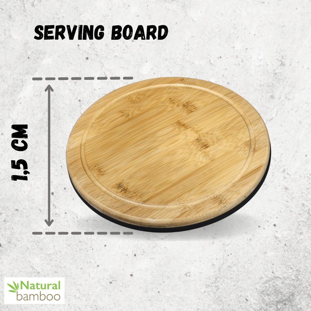 Bamboo Round Serving Board 12" inch | For pizza / Barbecue / Steak