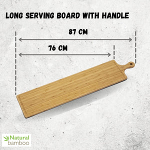 Bamboo Charcuterie Board With Handle 34.3" inch X 7.9" inch | 87 X 20 Cm
