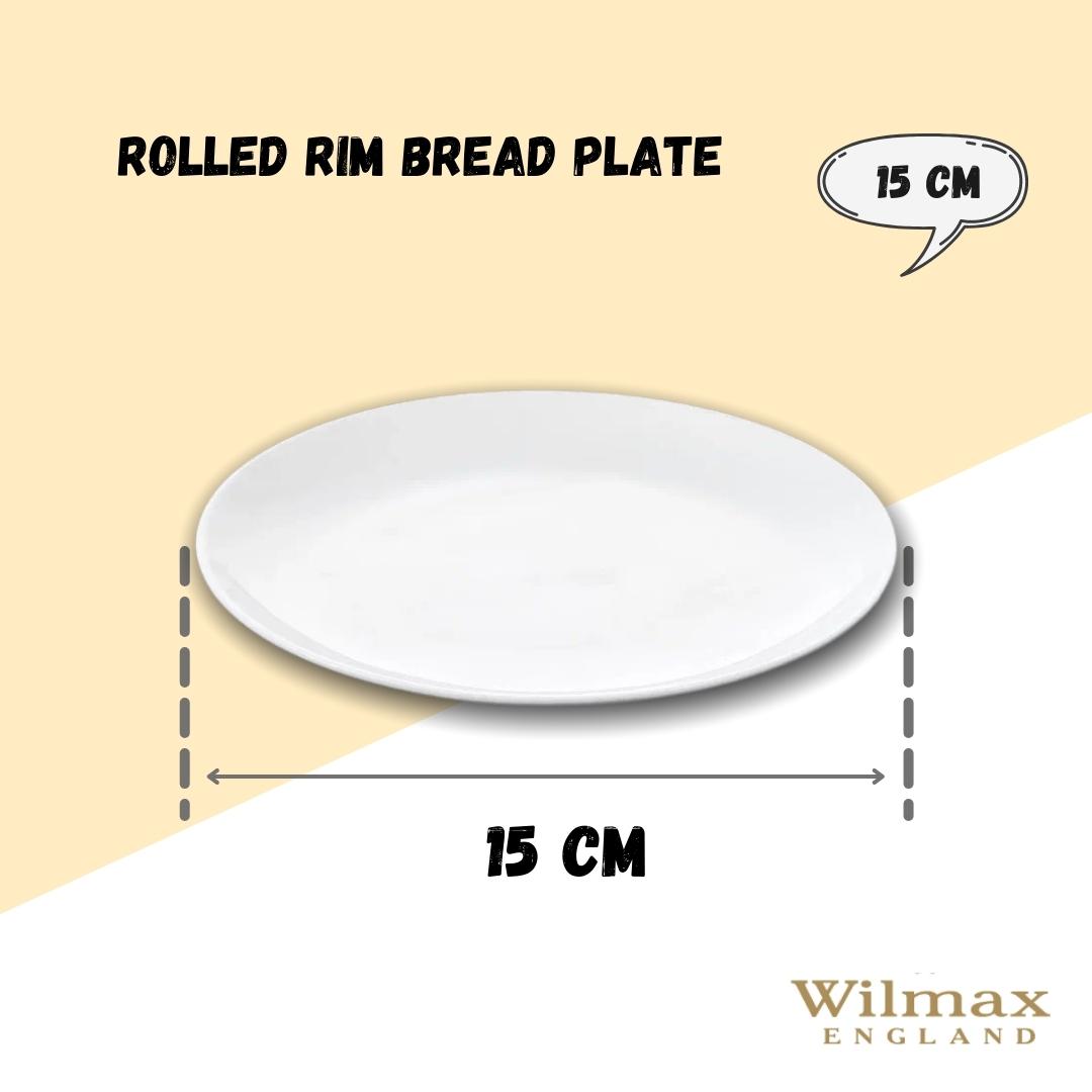 Professional Rolled Rim White Bread Plate 6" inch | 15 Cm