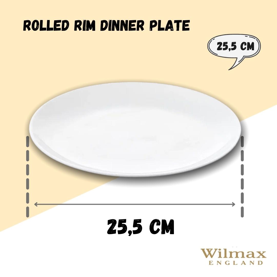 Professional Rolled Rim White Dinner Plate 10" inch | 25.5 Cm