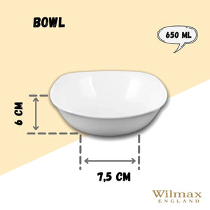White Bowl 6.5" inch X 6.5" inch | 16.5 X 16.5 Cm