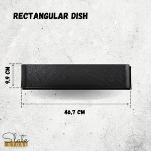 Black Porcelain Slate look Rectangular Dish 18.25" inch X 3.75" inch