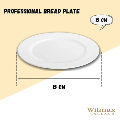 Professional Rolled Rim White Bread Plate 6" inch | 15 Cm