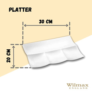 White Rectangle Divided Platter 12" inch X 8" inch |
