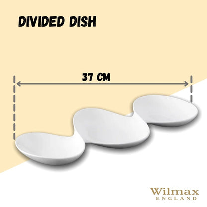 White Divided Sauce Dish 14.5" inch | 37 Cm