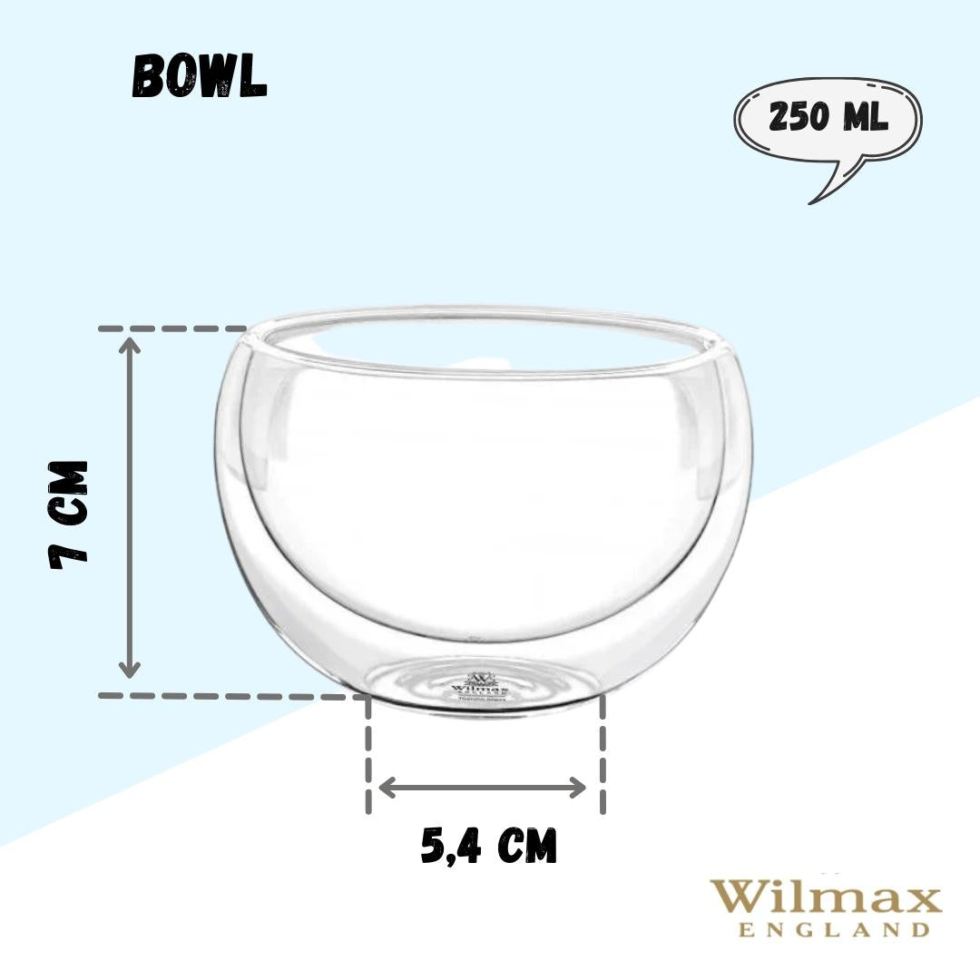 Double-Wall Vacuum Sealed Thermo Glass Bowl 8.5 Fl Oz | 250 Ml