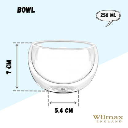 Double-Wall Vacuum Sealed Thermo Glass Bowl 8.5 Fl Oz | 250 Ml