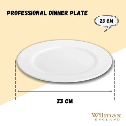 Professional Rolled Rim White Dinner Plate 9" inch | 23 Cm