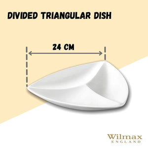 White Divided Triangular Dish 9.5" inch | 24 Cm