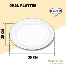 White Oval Platter With Embossed Wide Rim 14" inch X 10" inch |In Gift Box
