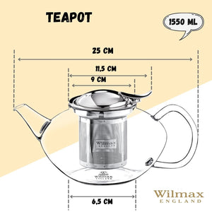Thermo Glass Teapot 52 Fl Oz | High temperature and shock resistant