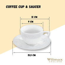 White 8 Oz Tea Cup & 6" inch Saucer Set Of 6 In Gift Box