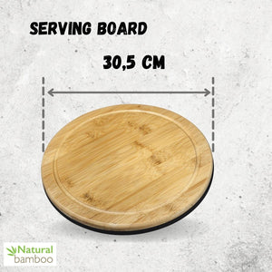 Bamboo Round Serving Board 12" inch | For pizza / Barbecue / Steak