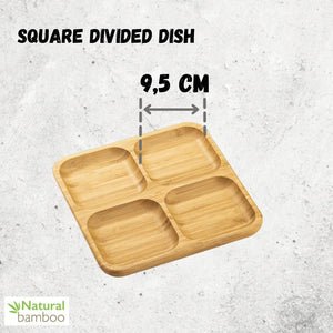 Bamboo Square Divided Dish / Bento box 8.5" inch X 8.5" inch