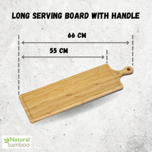 Bamboo Long Serving Board With Handle 26" inch X 7.9" inch | 66 X 20 Cm