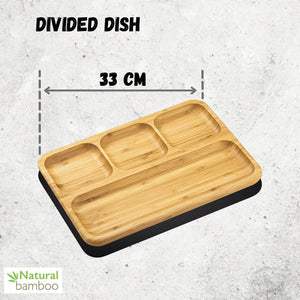 Bamboo Divided Dish / Bento box 13" inch X 9" inch | 33 X 23 Cm