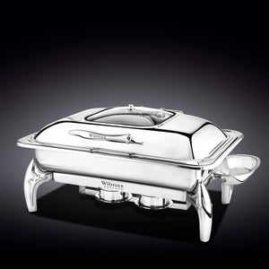 GLASS LID RECTANGULAR CHAFING DISH WITH STAND 23" X 18" X 12" | 58.5 X 45.5 X 31 CM