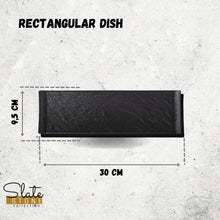 Black Porcelain Slate look Rectangular Dish 11.75" inch X 3.75" inch