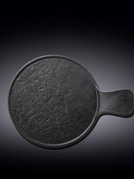 Black Porcelain Slate look Round Serving Dish With Handle 12