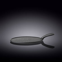 Black Porcelain Slate look Round Serving Dish With Handle 12" inch X 8.5" inch |