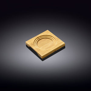 Bamboo Tray With Build in Coaster 4" inch X 4" inch |