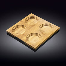 Set Of 5 Bamboo Tray With Build in Coaster  7.75" inch X 7.75" inch |