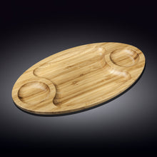 Bamboo 3 Section Platter 18" inch X 10" inch |For Appetizers / Barbecue / Burger Sliders