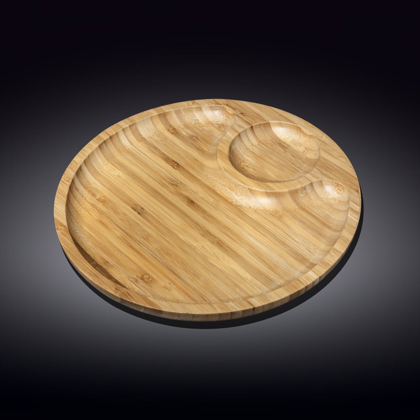 Bamboo Round 2 Section Platter 8" inch | For Appetizers / Barbecue / Burger Sliders