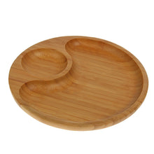 Set Of 3 Bamboo Round 2 Section Platter 10" inch | For Appetizers / Barbecue / Burger Sliders