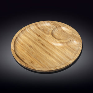 Bamboo Round 2 Section Platter 10" inch | For Appetizers / Barbecue / Burger Sliders