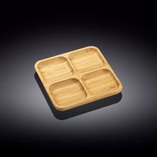 Natural Bamboo Square Divided Dish 8.5" X 8.5"  WL-771220/A