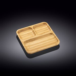 Natural Bamboo Square Divided Dish 8.5" X 8.5"  WL-771221/A