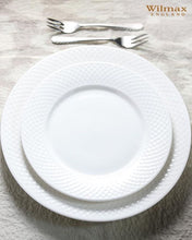 White Dinner Plate With Embossed Wide Rim 10" inch | Set Of 6 In Gift Box