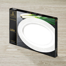 White Oval Platter With Embossed Wide Rim 14" inch X 10" inch |In Gift Box