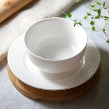 White Dining Bowls With Embossed Design, Set of Seven In A Gift Box