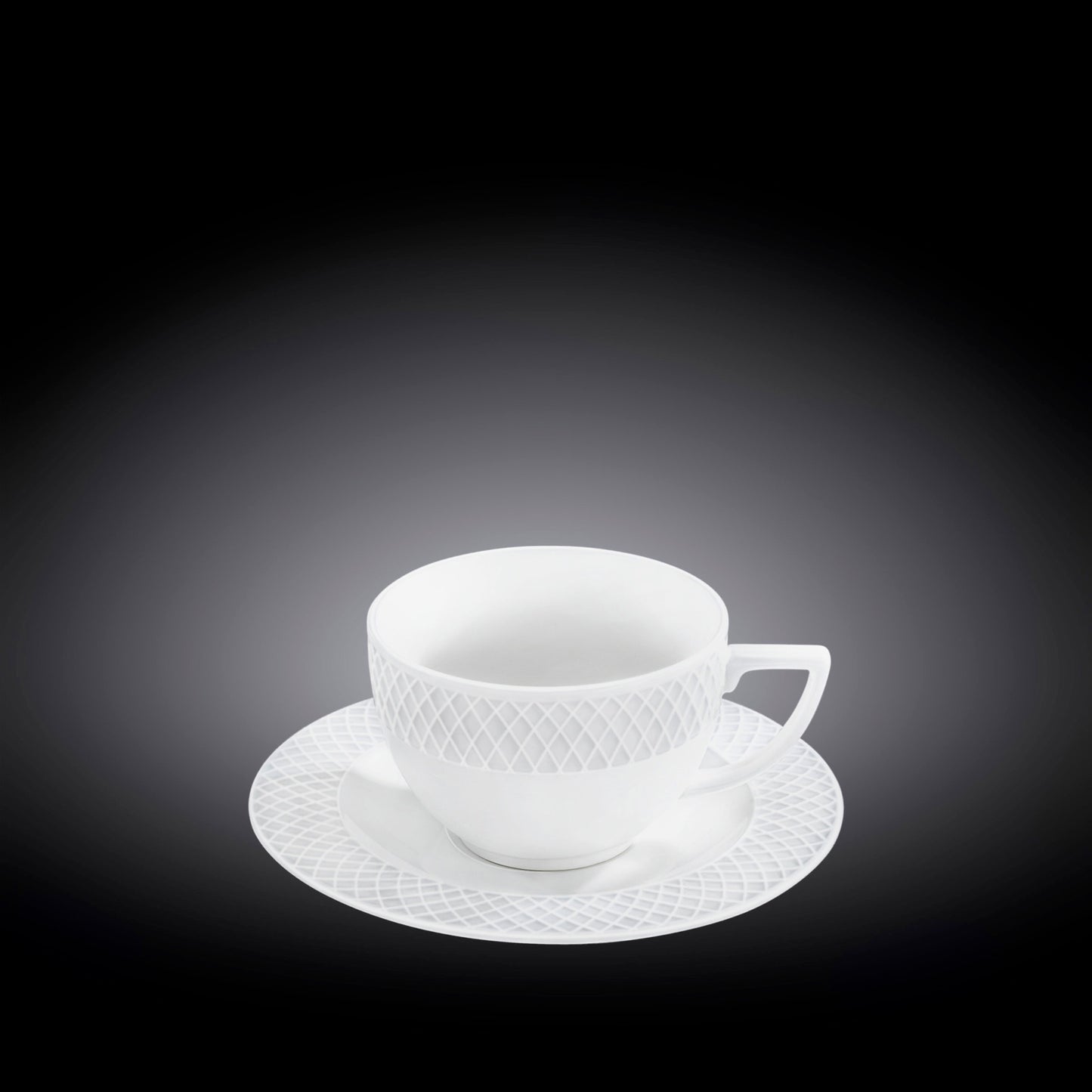 White 8 Oz Tea Cup & 6" inch Saucer Set Of 6 In Gift Box