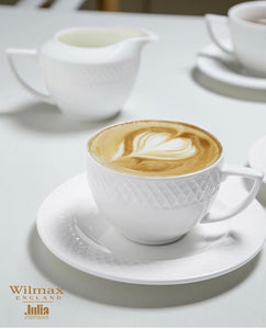 White 6 Oz Cappuccino Cup & 5.5" inch Saucer Set Of 6 In Gift Box