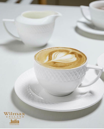 White 3 Oz | 90 Ml Coffee Cup & Saucer Set Of 6 In Gift Box