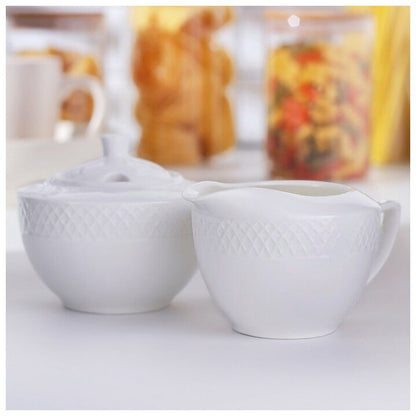 White Sugar Bowl 11 Oz & Creamer