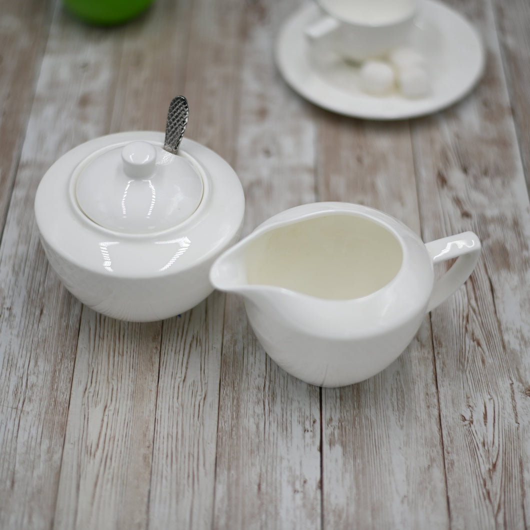 Fine Porcelain Sugar Bowl & Creamer Set: Sugar Bowl 11 Oz | 340 Ml  & Creamer WL-880112/2C